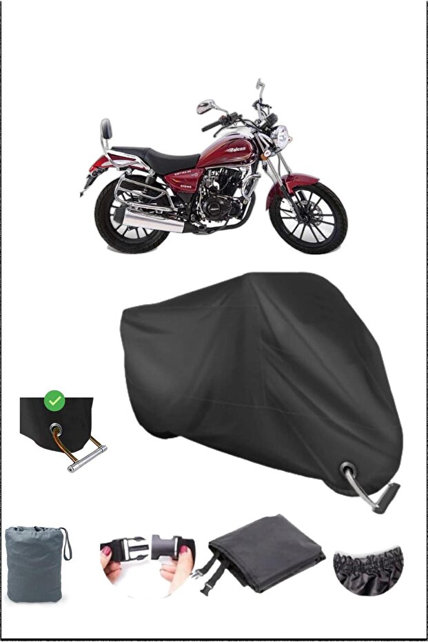قماش القنب للدراجات النارية المقاوم للماء متوافق مع قفل متين من Black Falcon Crown150