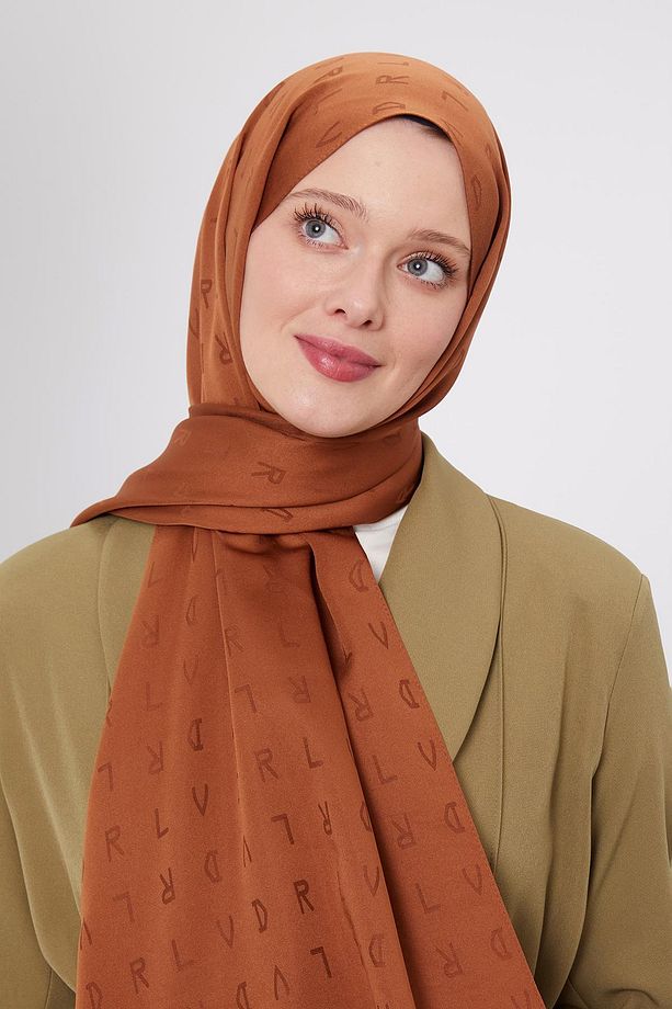 Kiremit LVD Baskılı Jakarlı Şal - 3
