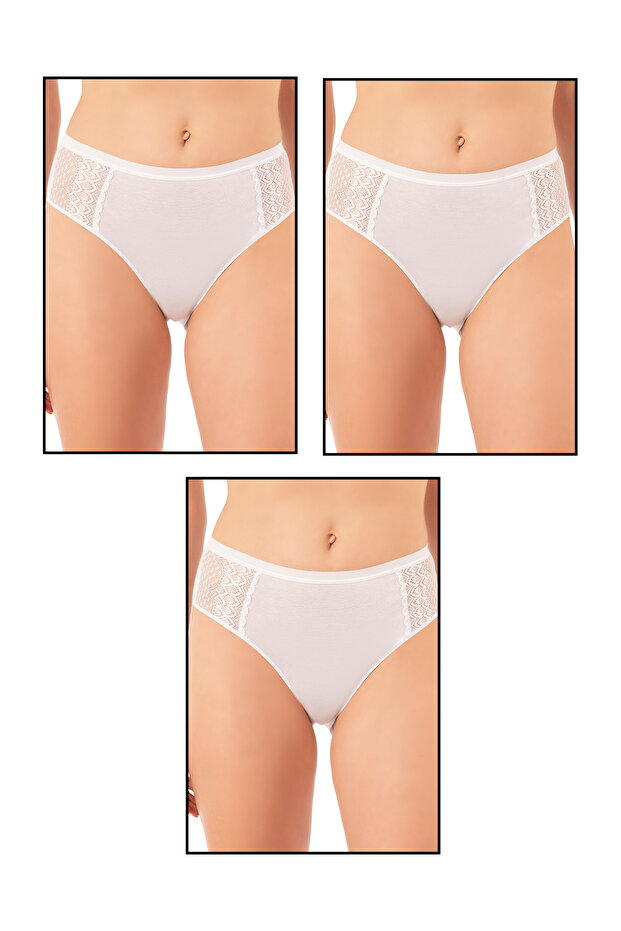 Özkan 25592 3-Pack Women's Cotton Modal Flexible Comfortable Lace Bato Panties