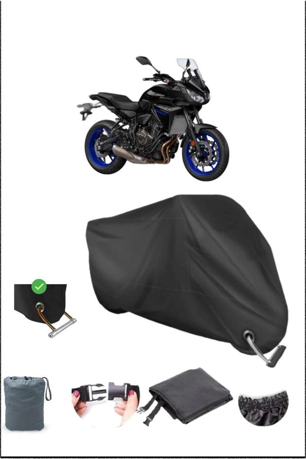 Black Yamaha Tracer700 Durable Lock Compatible Waterproof Motorcycle Tarpaulin
