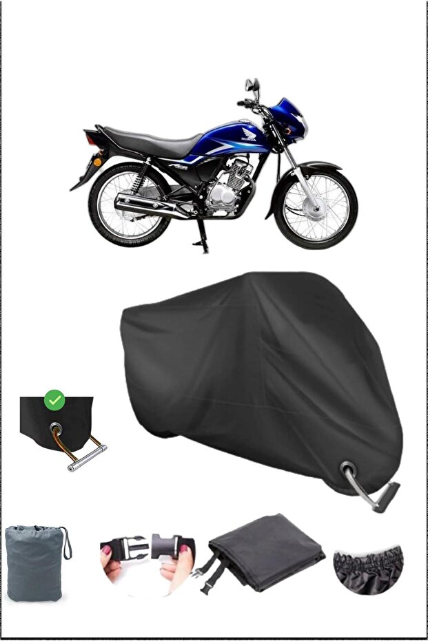 Black Honda Cb125Ace Durable Lock Compatible Waterproof Motorcycle Tarpaulin