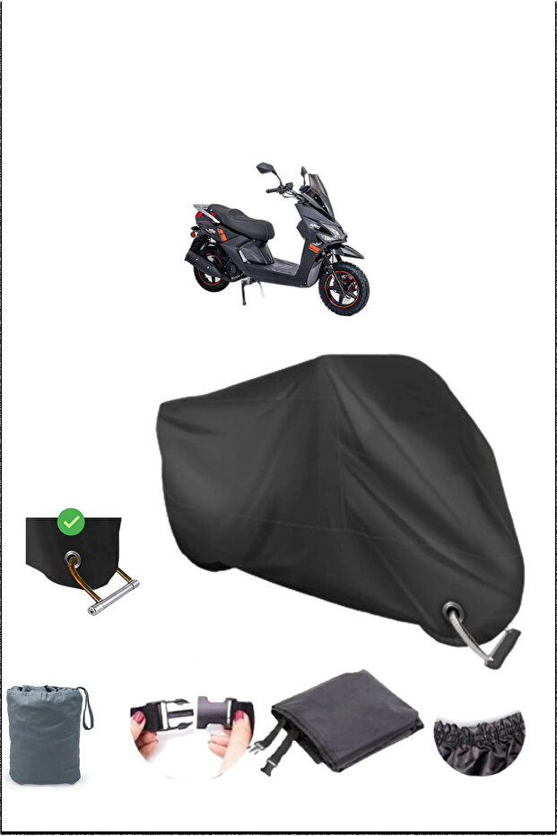 قماش القنب الأسود للدراجات النارية Altaı F2max50plus المتوافق مع القفل المتين المقاوم للماء
