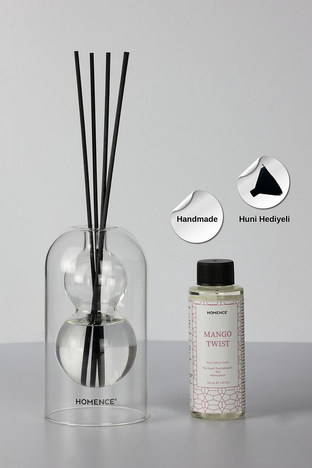 Mango Twist Bambu Çubuklu Dekoratif Cam Oda Kokusu – Mango, Bergamot, Greyfurt, Limon 100ml Refill - 6