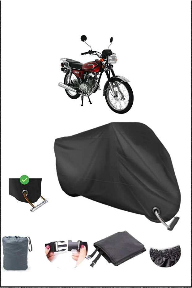 Black Mondıal 125Mgclassıc Durable Lock Compatible Waterproof Motorcycle Tarpaulin