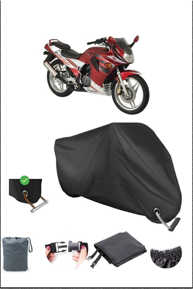 Black Kanuni Racer200 Durable Lock Compatible Waterproof Motorcycle Tarpaulin
