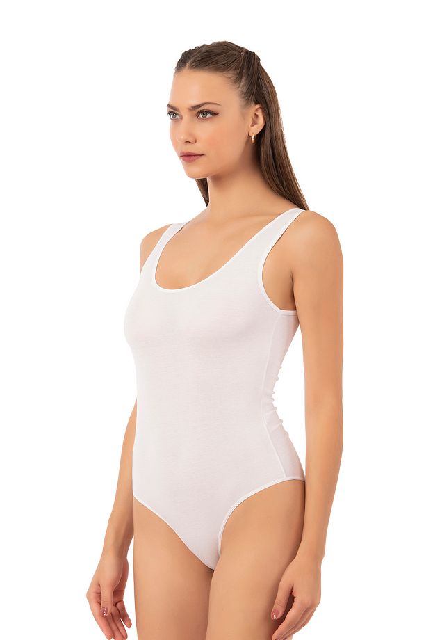 Özkan 0602 Kadın Pamuklu Kalın Askılı Kancalı Çıtçıtlı Örme Body - 4