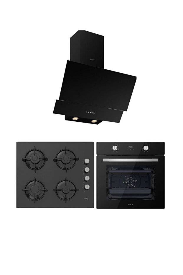 Siyah Cam Ankastre Set - 1