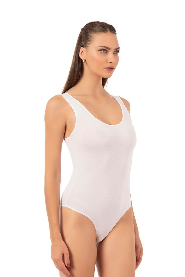 Özkan 0602 Kadın Pamuklu Kalın Askılı Kancalı Çıtçıtlı Örme Body - 5