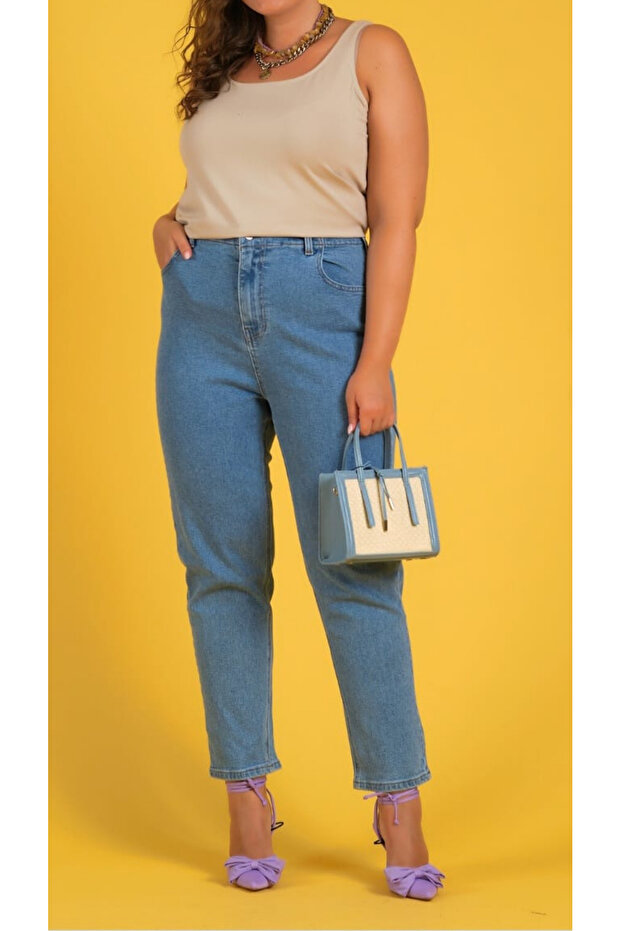 Blue Plus Size Mom Jeans