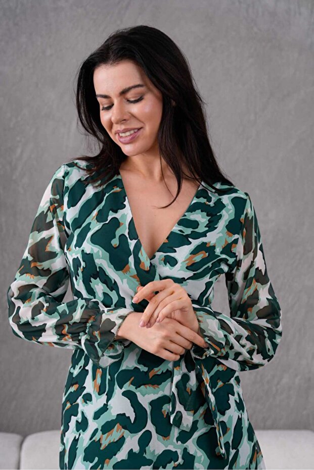 Şifon Elbise Midi Boy - 4