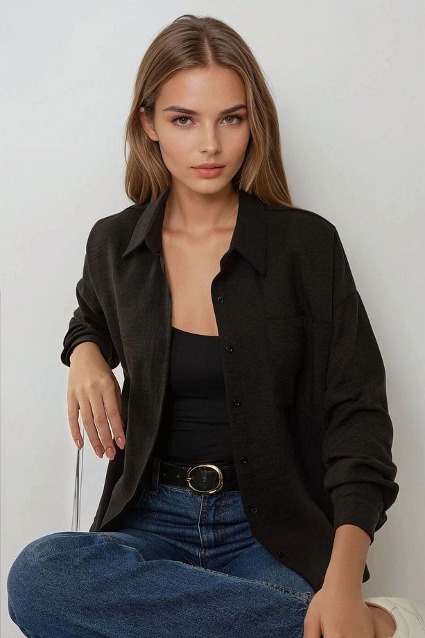 Keten Görünümlü Regular Fit Gömlek - 1
