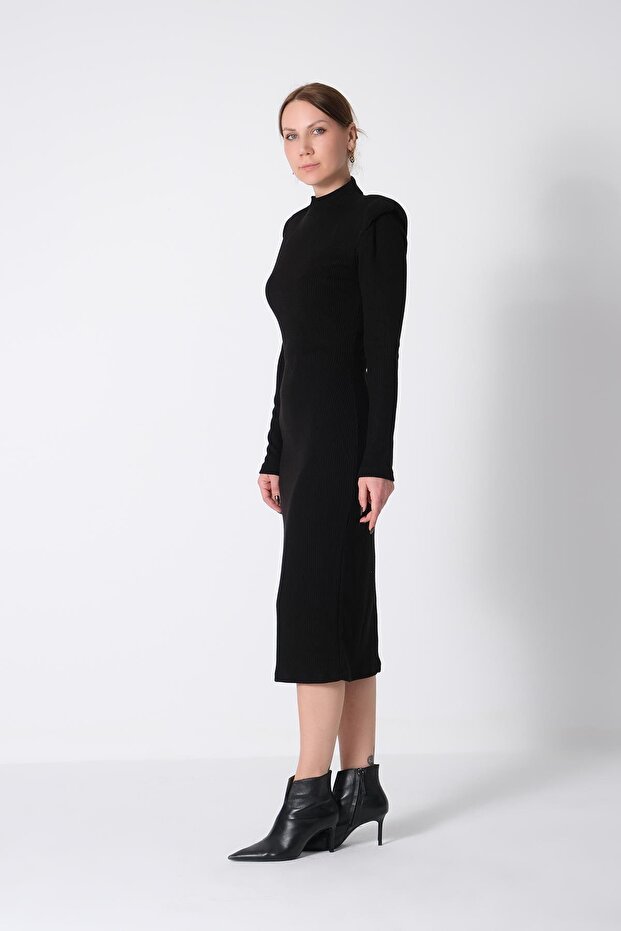 Boğazlı Triko Elbise - 2