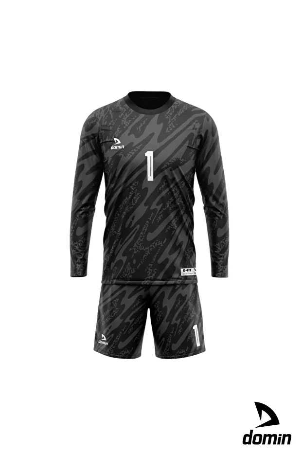 Uzun Kol Siyah Kamuflaj Desenli Kaleci Forması Futbol Forması Maç Forma Ve Şort Seti - 2
