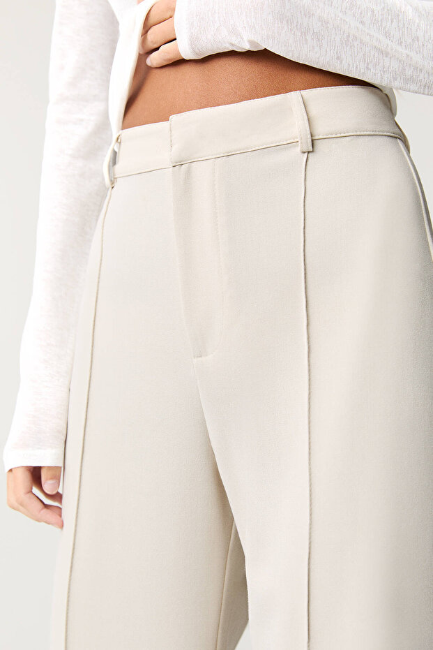 Dikiş detaylı kumaş pantolon - 4