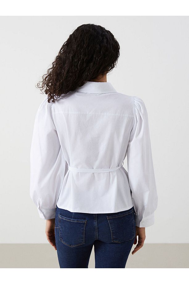 LCW Modest Ekru Poplin Kadın Gömlek - 4