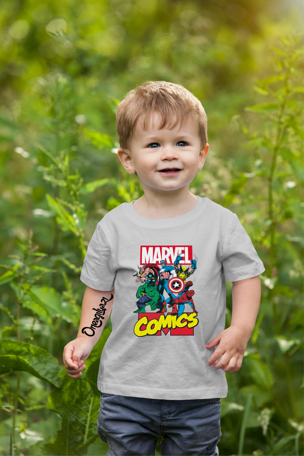 تي شيرت كبير الحجم مطبوع عليه Marvel للأطفال