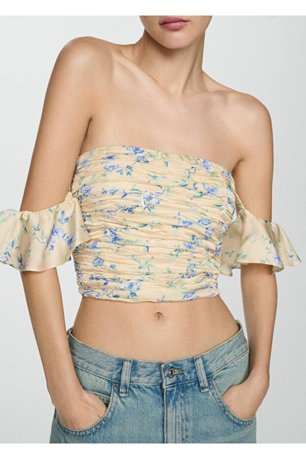 Dantelli straplez bluz - 7