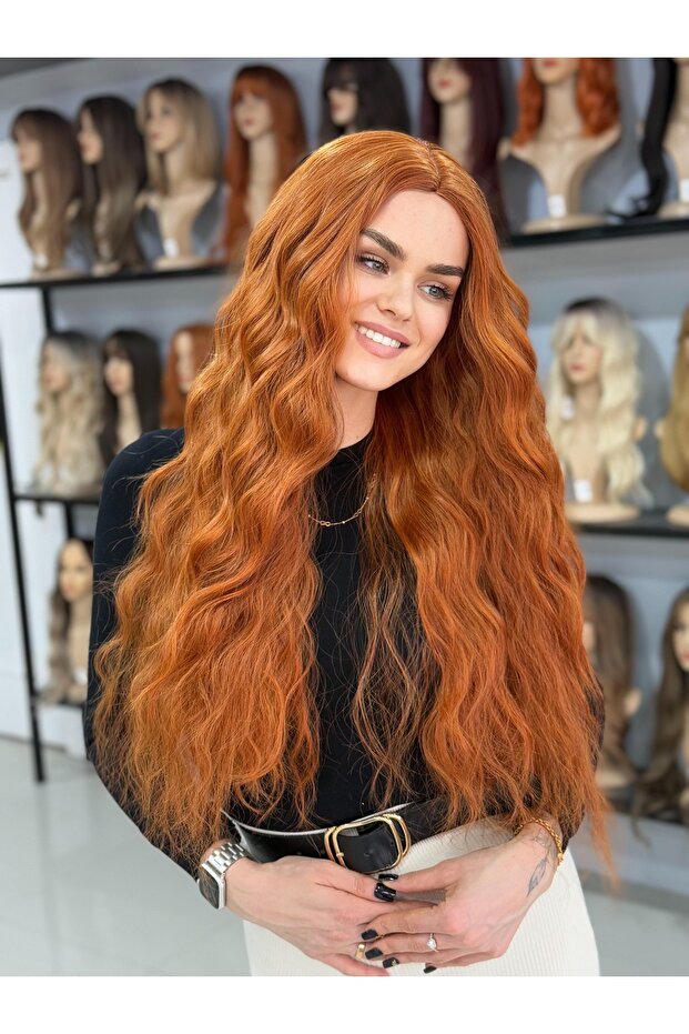 Bakır Perçemsiz Kıvırcık Dalgalı Peruk Vip - 2