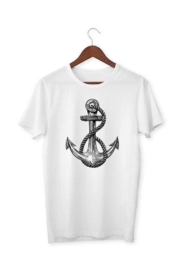 Anchor Visual T-Shirt. Sailor Anchor Patterned T-Shirt. T-Shirt with Ship Anchor Pattern. Sailor's Anchor. 005