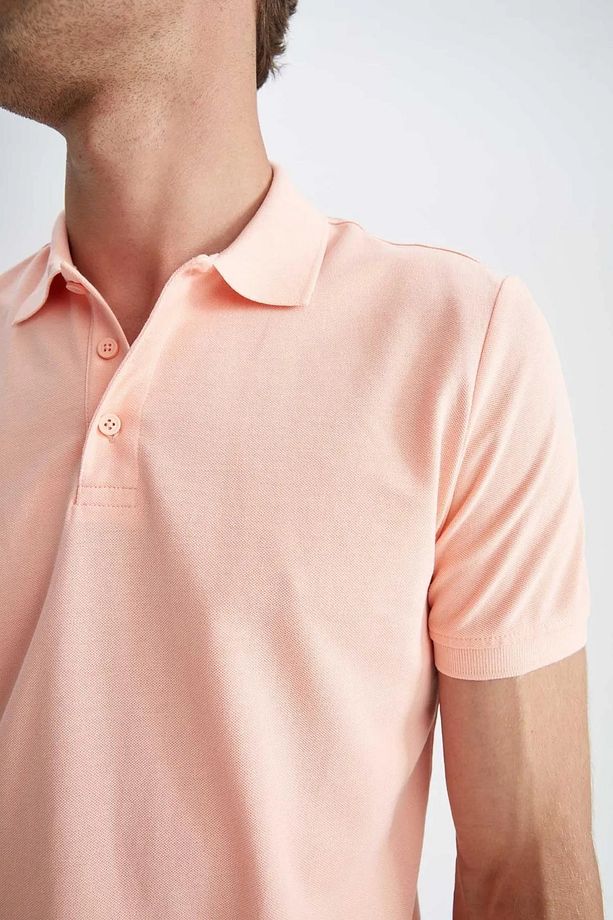 Regular Fit Kısa Kollu %100 Pamuk Basic Düz Polo Tişört - 5