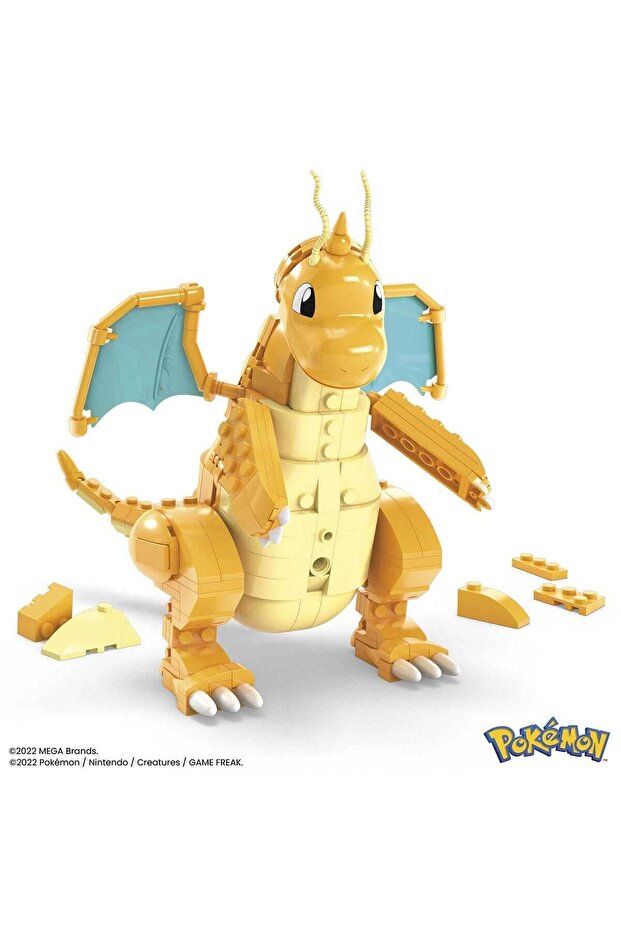 MEGA™ Pokémon™ Dragonite Çocuklar için büyük ölçekli figür ve hareketli yapı seti (388 parça) HKT25 - 2