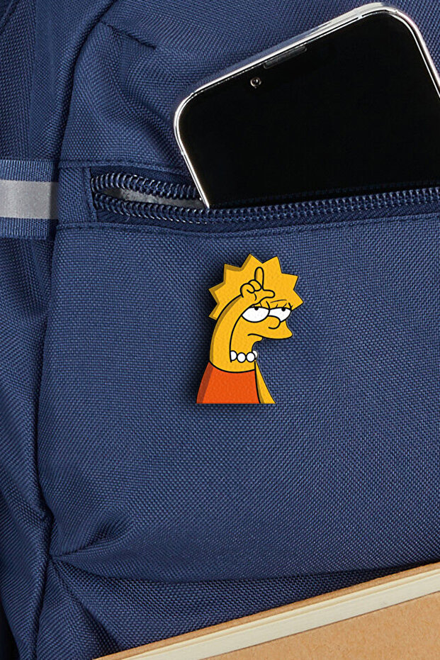 The Simpsons Lisa - Simpsonlar Lisa Pin - Ahşap - Broş - Yaka Çanta Aksesuar - 3