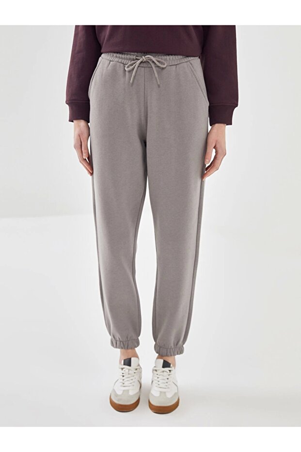LCW Vision Gri Beli Lastikli Kadın Kalın Jogger Eşofman Altı - 2