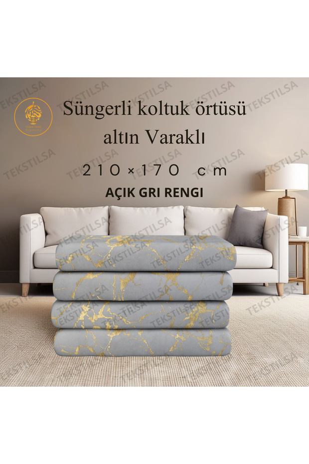 Seat Sofa Bed Cover New Fashion Gold Leaf Decorative Light Gray Sponge Seat Cover 1Pcs