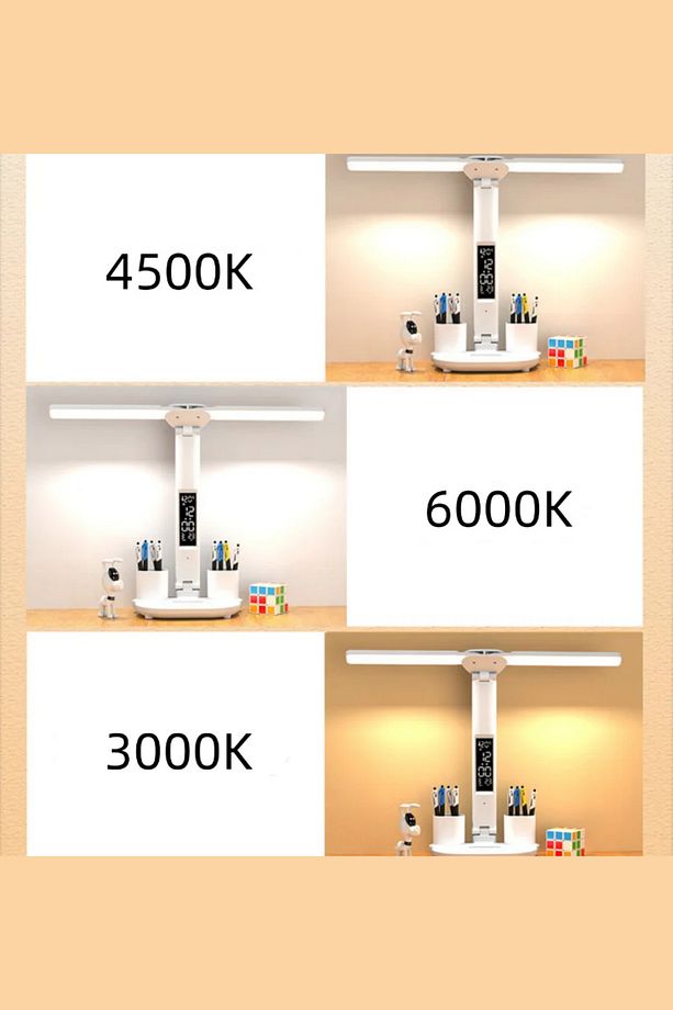 Çok Fonksiyonlu Çalışma Masa Lambası-Dijital Saat, Organizer Kalemlik ve Termometreli Led Aydınlatma - 6