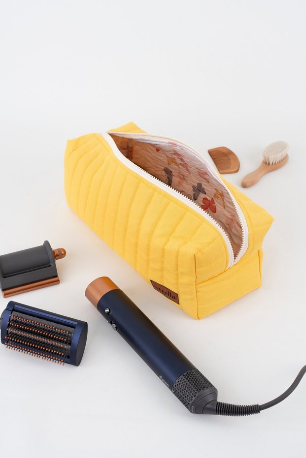 Strip Sari Dy-Son All for Your Hair Styling XL Size Travel, Makeup Bag Yellow
