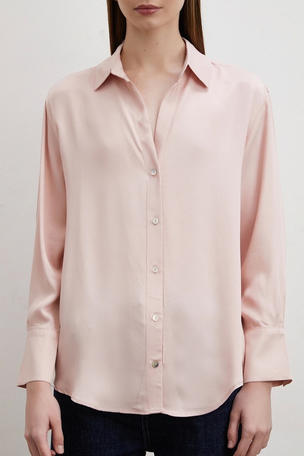 Floş Basic Saten Gömlek Bej - 2