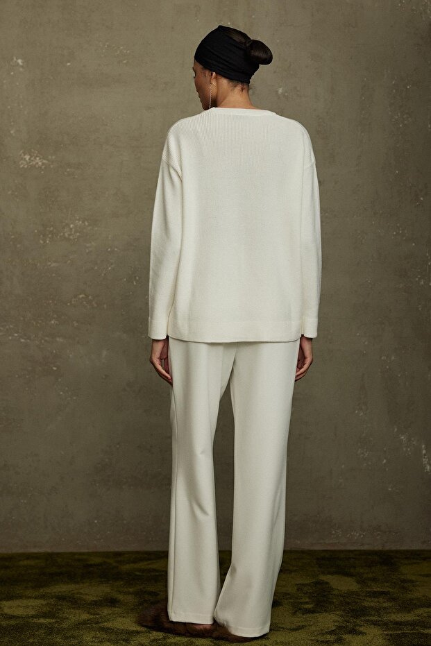 Ekru Caroline Basic İnce Kazak - 3