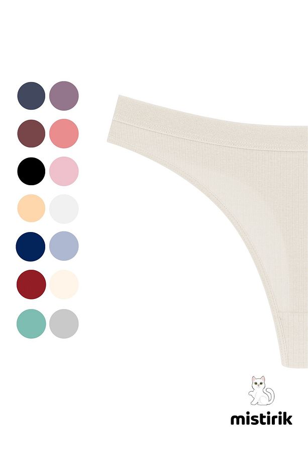 Paulo Model Fitilli Esnek Kumaş String Tanga Ekru Renk - 4