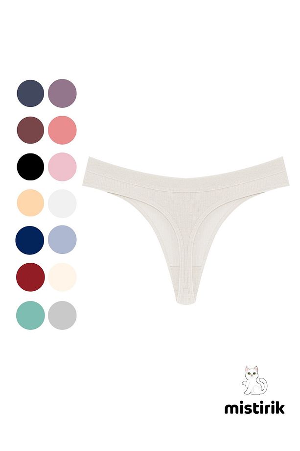 Paulo Model Fitilli Esnek Kumaş String Tanga Ekru Renk - 3