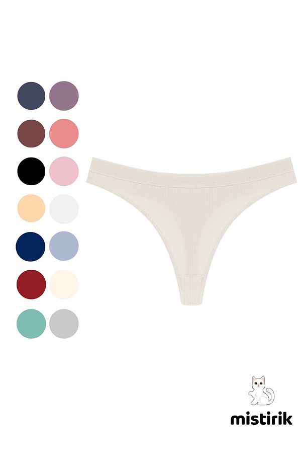 Paulo Model Fitilli Esnek Kumaş String Tanga Ekru Renk - 1