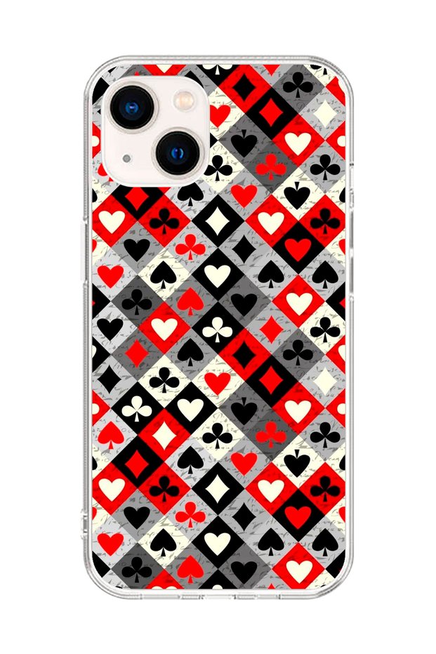 iPhone 15 Plus Compatible Transparent Case Playing Card Design 1
