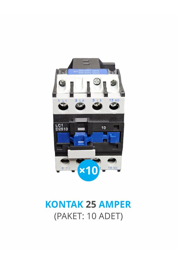 KONTAKTÖR 3 FAZ + YARDIMCI KONTAK 25 AMPER (D25-3P-220V) (PAKET: 10 ADET) - 1