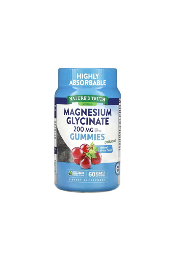 Magnesium Glycinate Gummies Natural Grape, 100 mg 60 Vegan Gummies