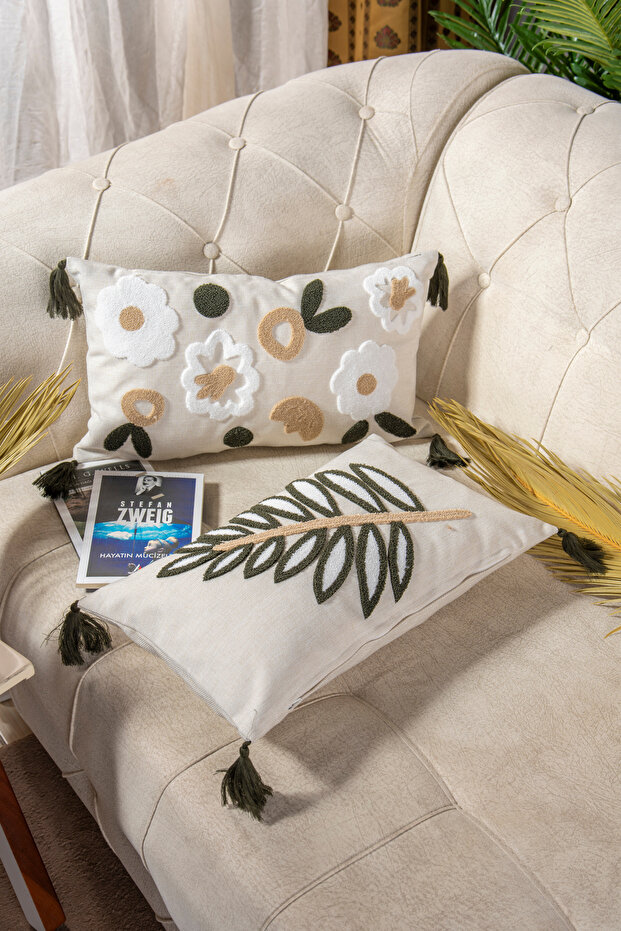 2-Piece Embroidered Punch Throw Pillow Covers - Rectangle 30X50