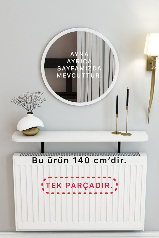 Beyaz Petek Üstü Tak Çıkar , Uçan Raf & Dresuar Duvar Montajsız Oval Kesim 140 Cm - 1