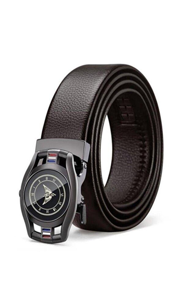 Williampolo Brown Genuine Leather Men's Metal Buckle Belt