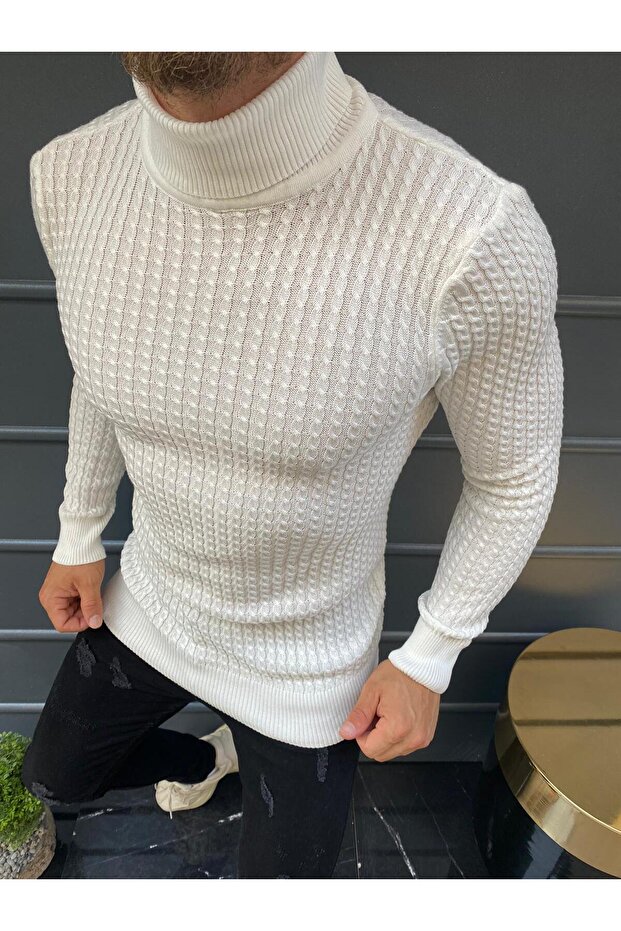 Slim Fit Natural Cotton Turtleneck Sweater Non Pilling Comfortable Stretchy Slim Fit Knitwear Sweater