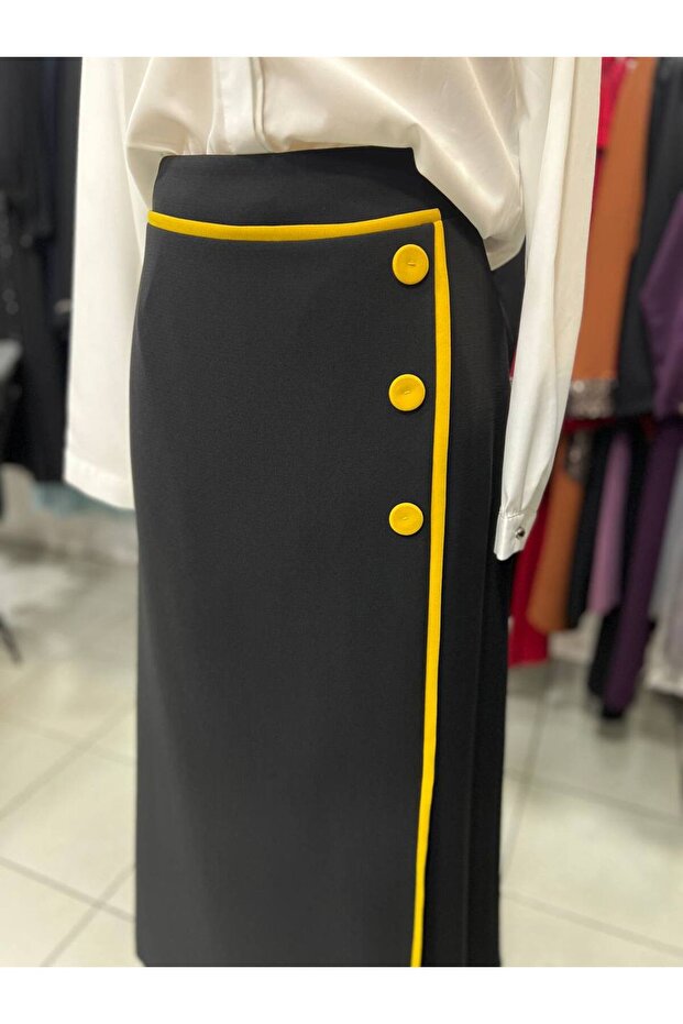 Düğme Detaylı Etek - 3