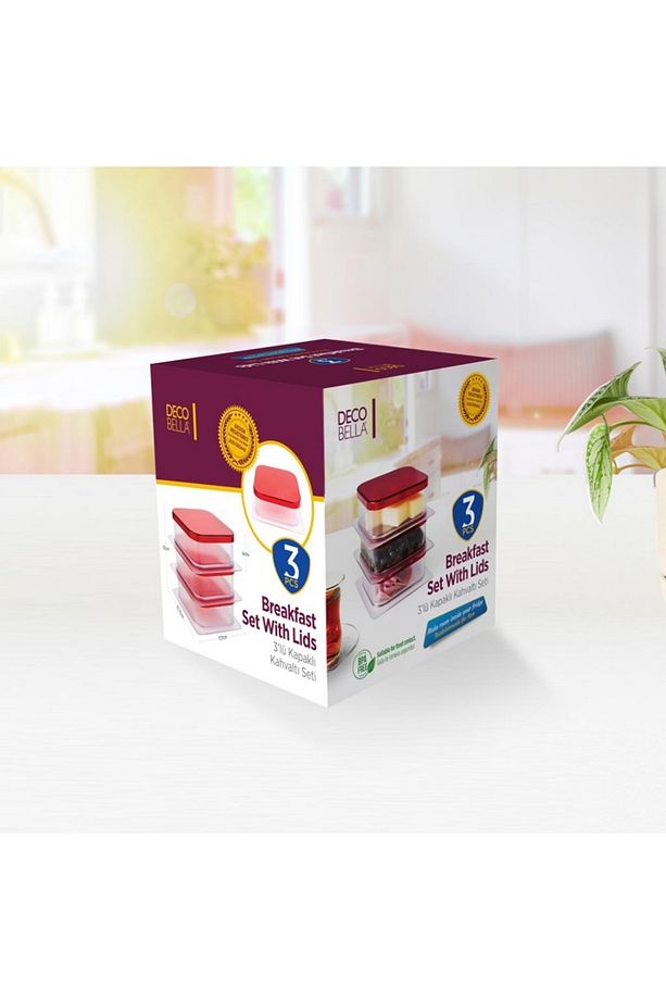 | 3'lü Kapaklı Kahvaltı Seti, Şık Ve Pratik Sunum - 4