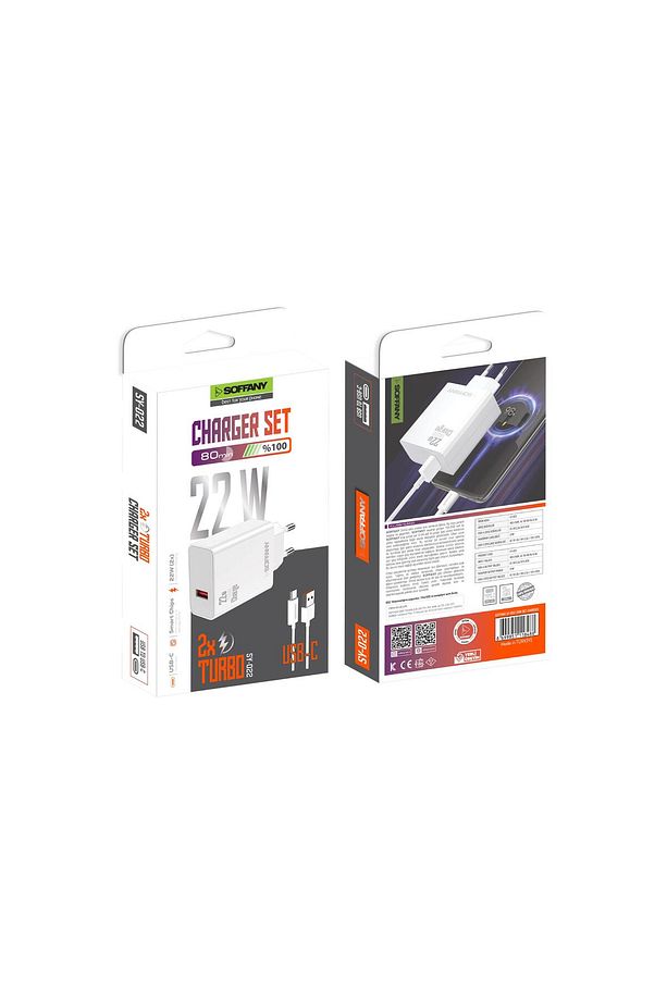 Sy-022-01 2x Turbo 22w Şarj Seti, Şarj Cihazı Ve Kablo, Adaptör Ve Kablo, Usb-a To Type-c - 2