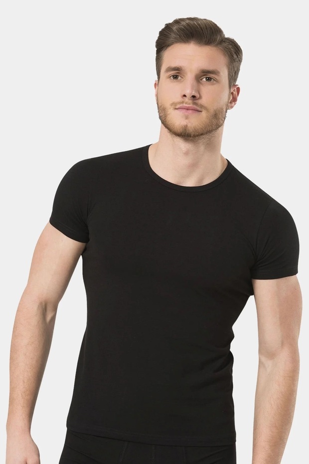 Men's Short Sleeve Crew Neck Lycra T-Shirt