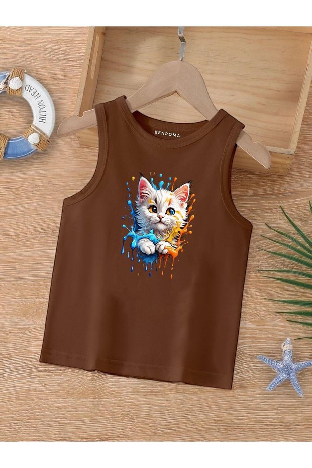 Cartoon Character Printed Sleeveless Children's T-Shirt