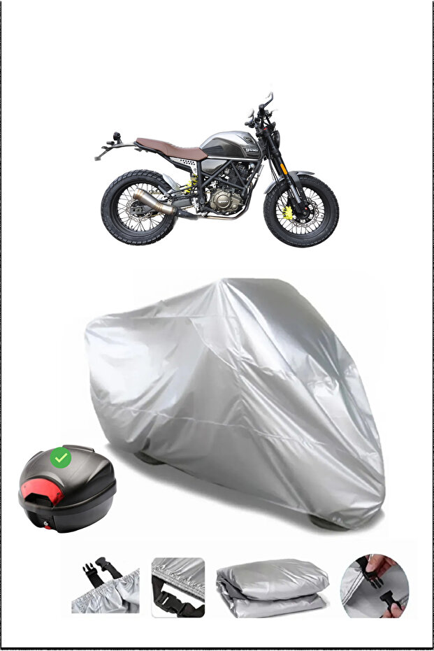 Yuki Zy125-15Ascrambler Rear Bag Compatible Gray Waterproof Canvas (Motorcycle)