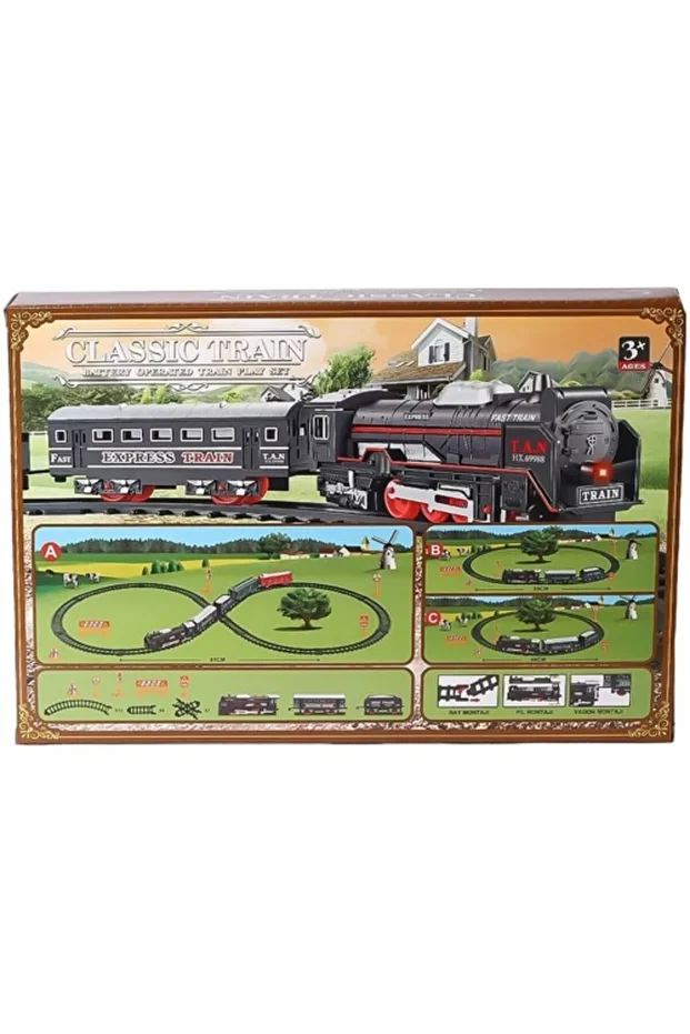 Kutulu Classic Tren Set 23 Parça Pilli Tren Demiryolu Raylı Tren y058 - 2