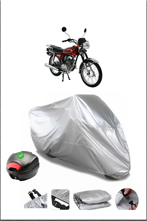 حقيبة ظهر MONDIAL 125MgClassic متوافقة مع القماش الرمادي المقاوم للماء (دراجة نارية)